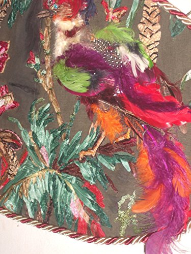 image for EMENOW SALE Ribbon and Stumpwork Embroidery of Pheasant in Tropical Pa