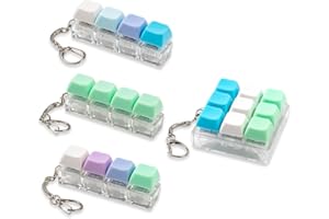 GLIGING 4 Pcs Keyboard Fidget Toy, Blue Green Fidget Keyboard Keychain 4-in-1 Loud Clicker Keyboard Fidget Toy Stress Relief, 9Key Fidget Clicker Toys for Anxiety Decompression (Green)