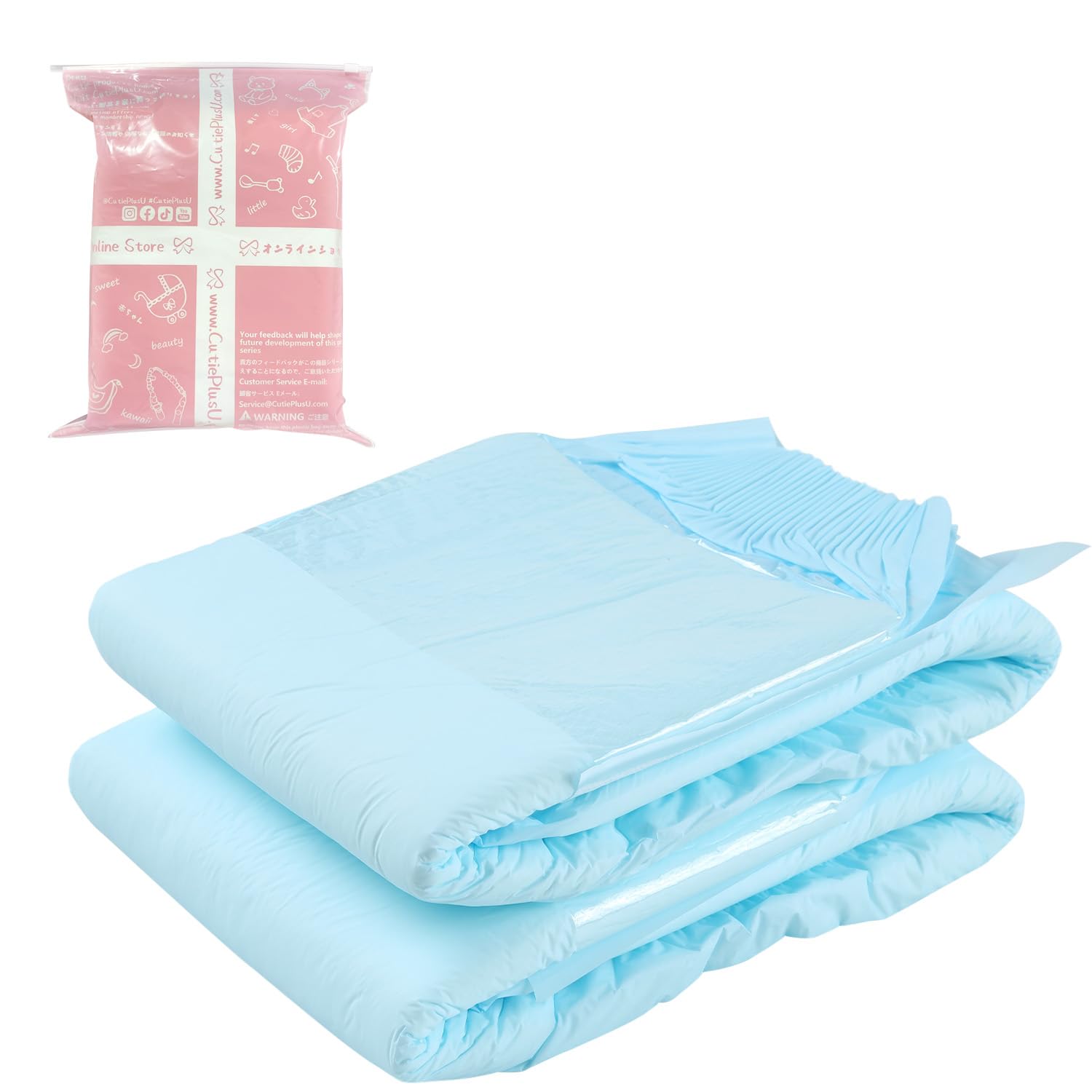 Photo 1 of CutiePlusU Adult Diapers Heavy Absorption Dry Surface Disposable Adult Diaper All Night-Blue 2 Pieces (Large 37"-47")