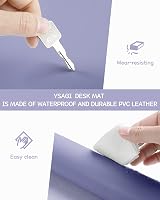 YSAGi Non-Slip Desk Pad 60 x 35 cm Lavender Waterproof PVC Leather Large Mouse view 5