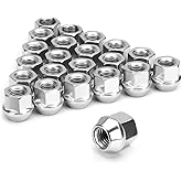 12mmx1.5 Zinc Aftermarket Wheel Lug Nuts, 20 Pcs M12x1.5 Open End Lug Nuts | Cone Seat Bulge Acorn One-Piece Lugnuts 0.83&rdquo;(21mm) Long 3/4&rdquo;(19mm) Hex, Sliver