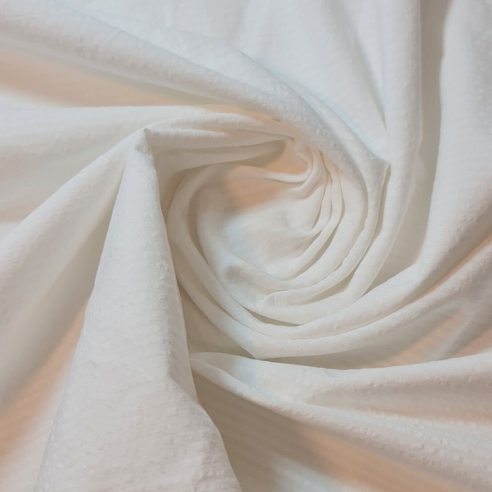 White/Ivory Soft Seersucker Fabric 100% Cotton Wrinkle Texture 58" by Meter
