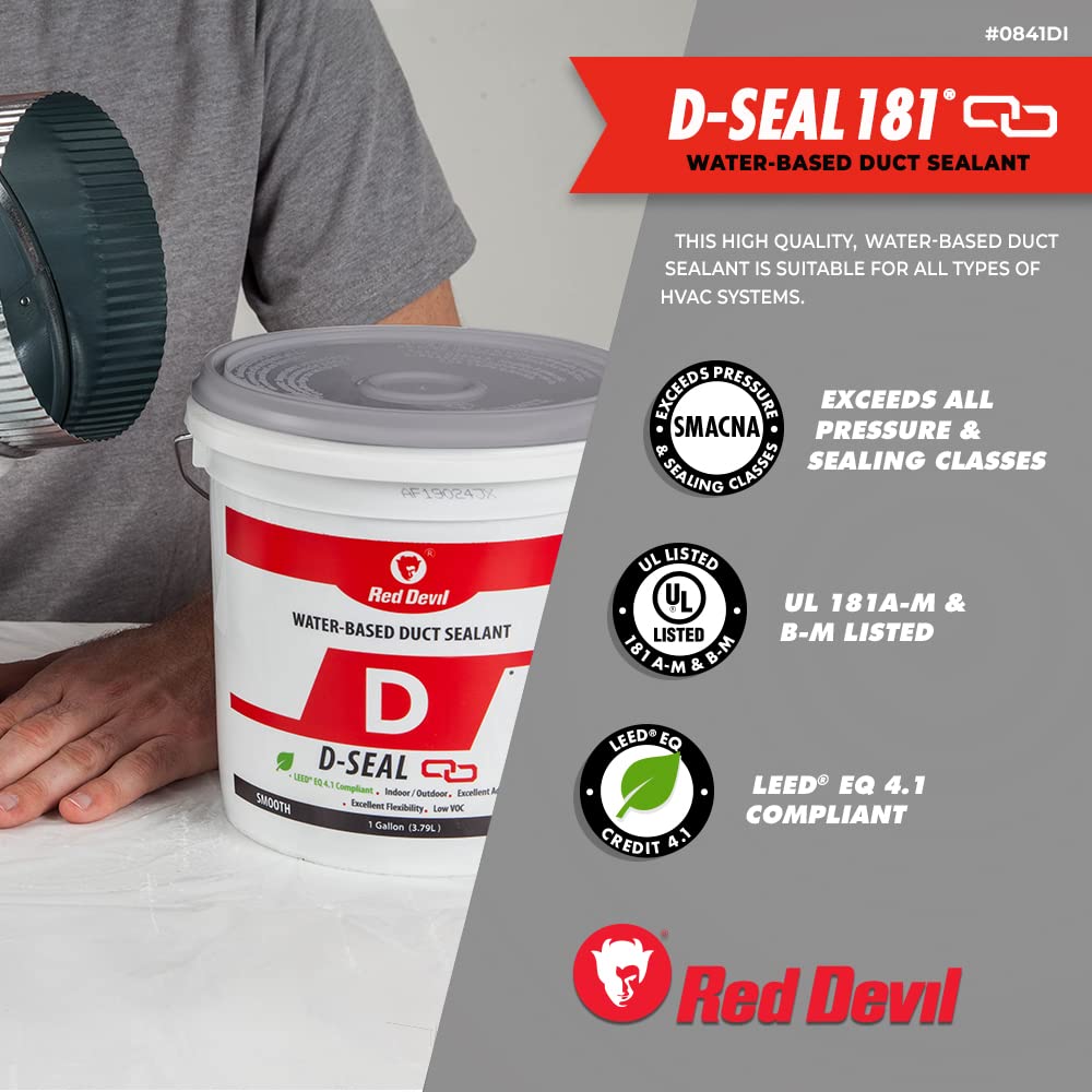 Red Devil 0846DS RD-DS 181 Acrylic Latex Duct Sealant, 10.1 oz, Gray, 1 Pack