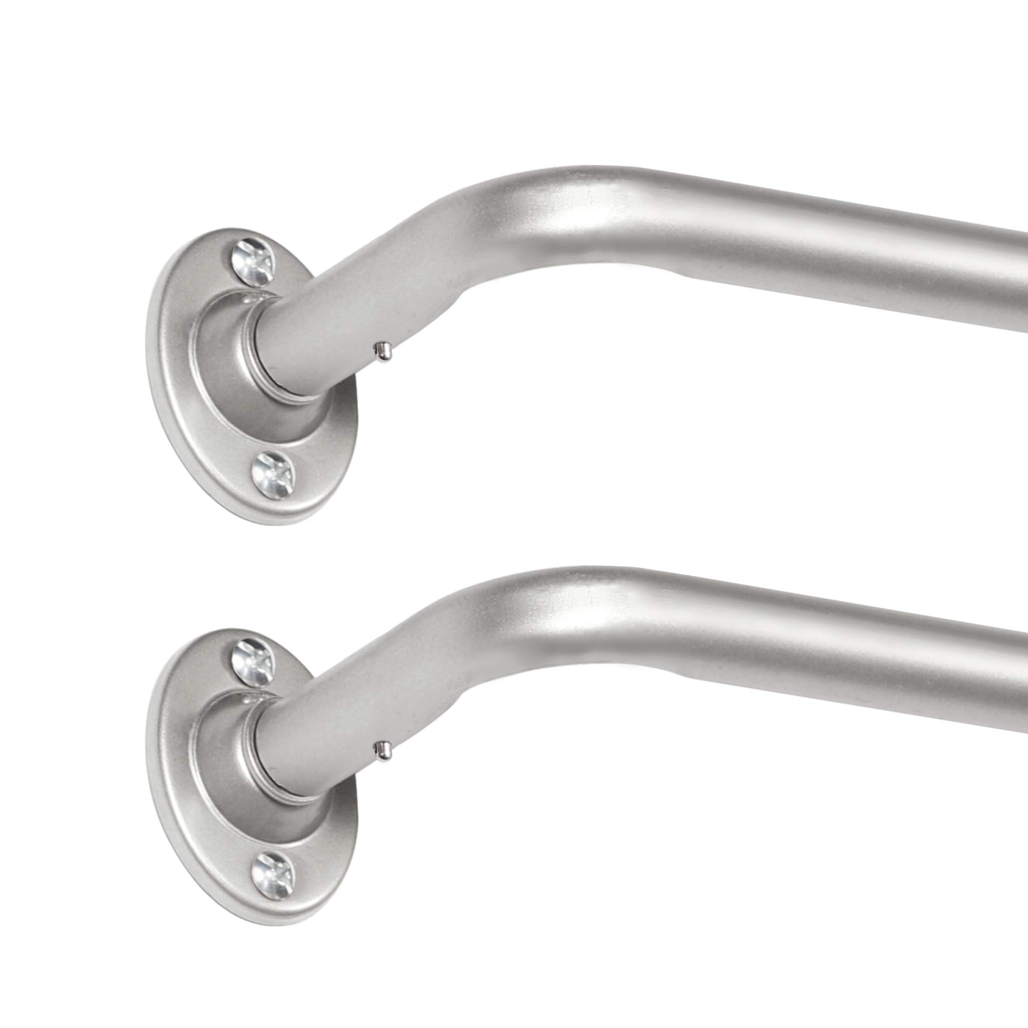 Photo 1 of 2 Pack Single Curtain Rods Wrap Around Curtain Rods Set Room Darkening Wrap Curtain Rods for Windows 86 to 120 Inch, 5/8 Inch Diameter, Nickel