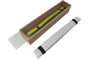 KLIZDUM Beechwood Martial Arts Belt Display Case with Acrylic Sliding Panel - Elegant Karate/Taekwondo/Jiu Jitsu Belt Holder & Collector's Showcase - Tabletop Belt Storage Organizer for Dojo & Home Décor