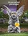 Collections Etc Outdoor Decorations Mythical Gargoyle Statue with Solar Powered Outdoor Lights, Garden, Yard, Porch, Patio, Lawn, Stone Gray Color
