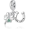 QeenseKc Lucky Four-Leaf Clover Charm Good Luck Bead for Pandora Charm Bracelet