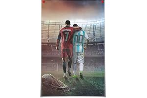 Cristiano Ronaldo Lionel Messi Poster Legendary Soccer Superstar CR7 Motivational Wall Art Posters for Bedroom Gym Football F