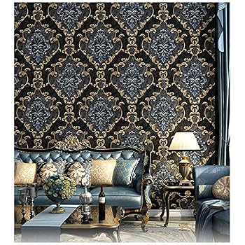 Vintage Damask Floral Wallpaper Roll - Textured Green Stripes, Non-Woven, 57 Sq Ft Per Roll - View #6