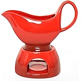 Gonioa 17oz Porcelain Gravy Boat with Saucer, Dripless Lip Spout Gravy Boat Warmer for Sauces, Salad Dressings, Milk and More