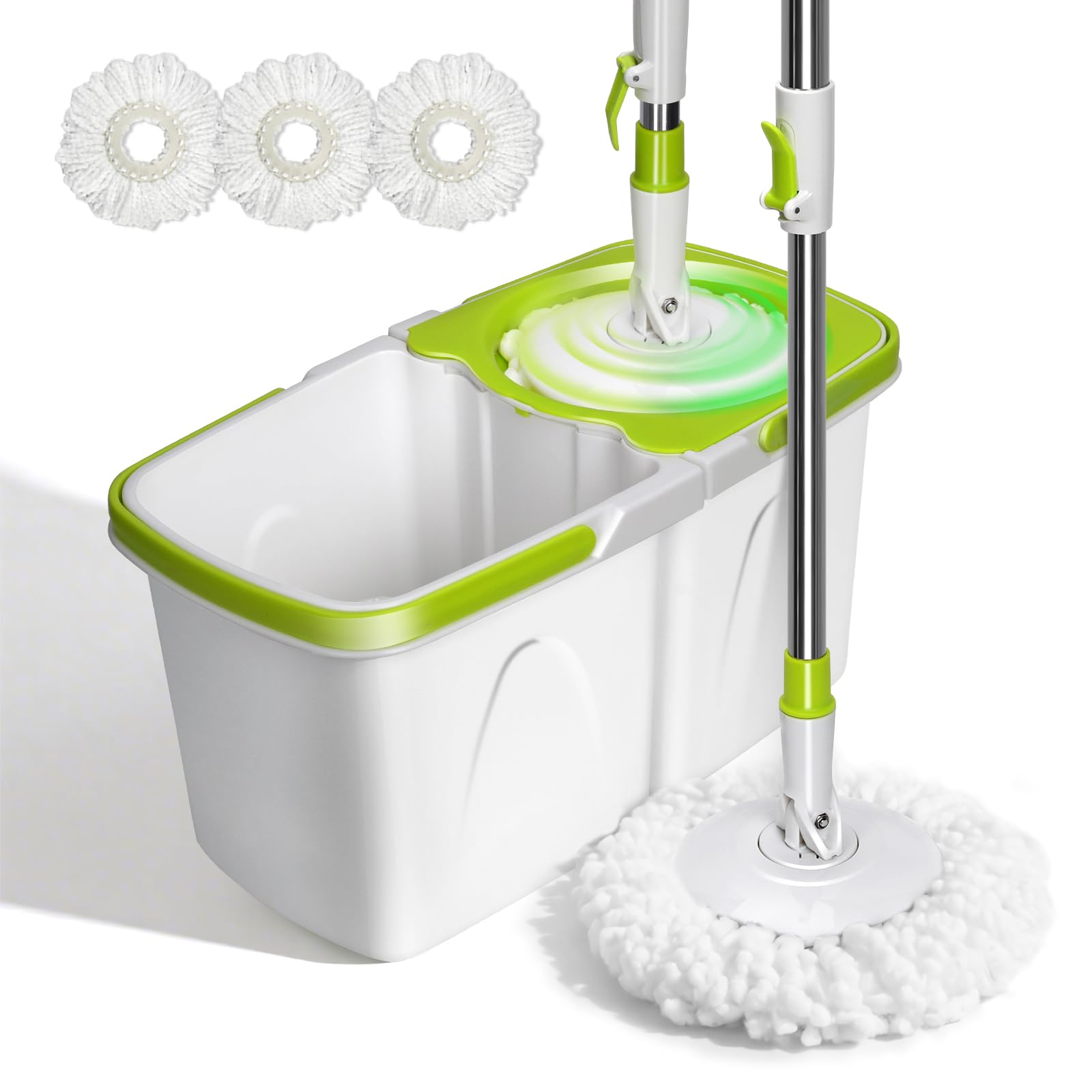 Photo 1 of Spin Mop and Bucket,Masthome Mop and Bucket Set with Wringer.4L Detachable Bucket Small,Separate Clean and Dirty Water,Adjustable 50" Handle,3 Microfiber Pads for Wet/Dry Hardwood Tile Floor Cleaning