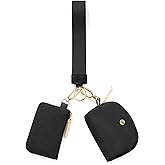 Keychain Wallet Mini Zip Around Wristlet Wallets for Women Detachable Dual Pouch Wristlet Portable Coin Purse Small Wallets