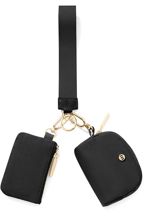 OneJoy Mini Round Coin Purse With Clip On, Lightweight Waterproof Zipper Pouch For Earbuds, Keys, Coins, Compact Travel Storage Case For Women & Men [ Black