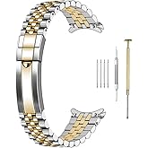 20mm 22mm Quick Release Jubilee Watch Band for Men Women Screw-In Stainless Steel Watch Bracelet Metal Watch Bands With Curved Lug Ends Parts Jubilee Bracelet Strap with Diving Buckle