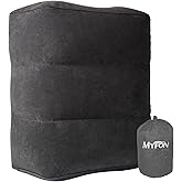 Inflatable Travel Foot Rest Pillow, Adjustable Height Leg Rest Pillow for Cars, Home, Office, Trains, Airplane, Make a Flat Bed for Baby, Kids, Toddlers, Grey, 1 Pack