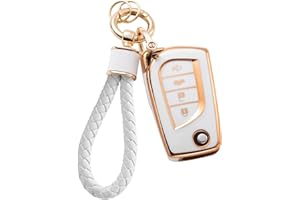 RUABIBAN for Toyota Key Fob Cover with Keychain, Soft TPU Key Case Protection Shell Fit for Toyota Fortuner Tundra Camry RAV4 Highlander Corolla Smart Key Holder