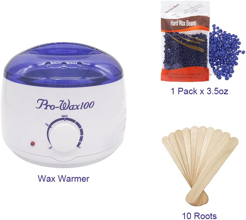 Wax Warmer, Electric Hair Removal Waxing Kit for Women + 3.5oz Lavender Scent Hard Wax Beans + Wax Applicator Sticks