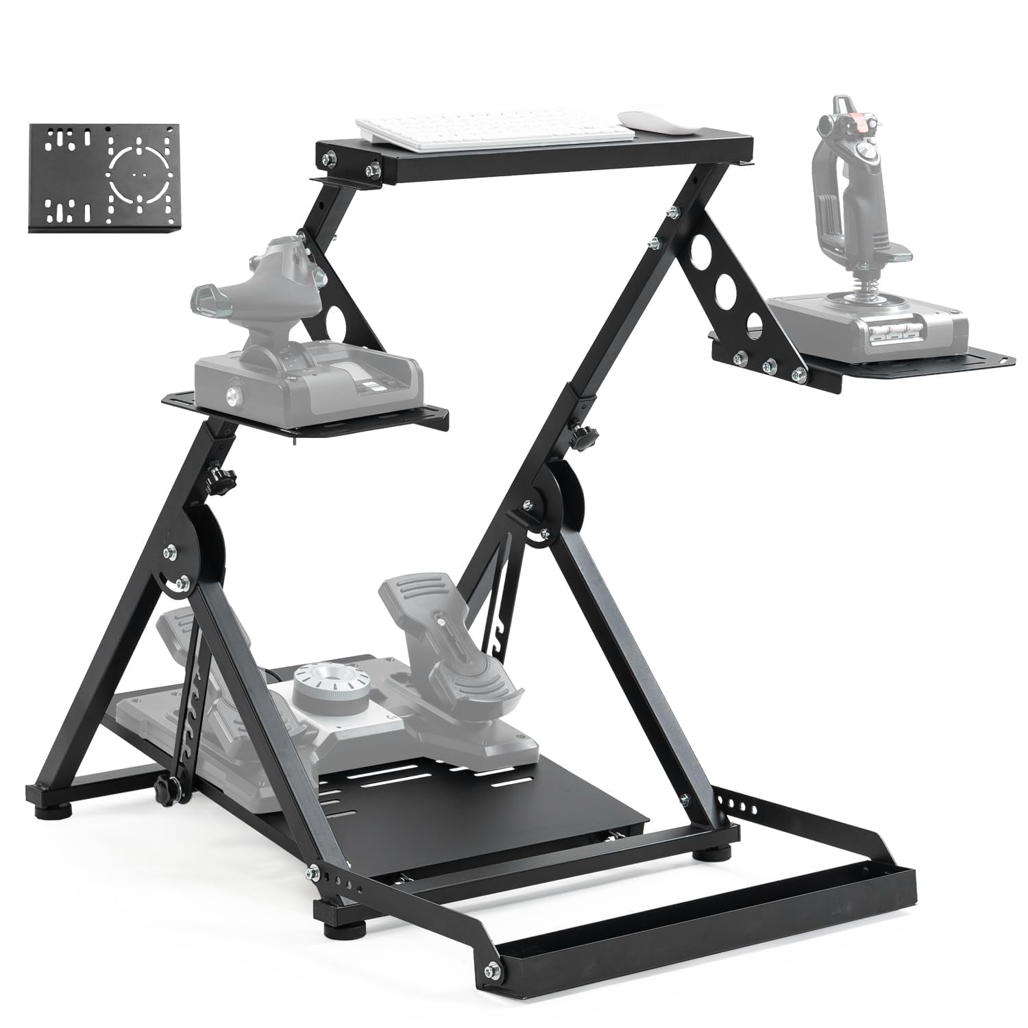 Anman Foldable Flight Simulation Cockpit 3.0 with Fixed Slot Fit for Logitech/Thrustmaster/Hotas Warthog/Fanatec,Electronics Adjustable Fight Sim Mount Pedals, Steering Wheel Not Included