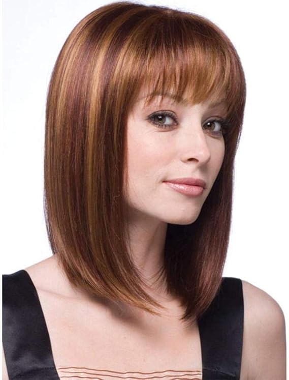 Amazon Haoyu ヨーロッパおよびアメリカのウィッグ女性用ウィッグ 38 Cmロングストレートヘアファッションリアルナチュラルヘアファイバーヘアセット カラー ブラウン ブラウン フルウィッグ 通販