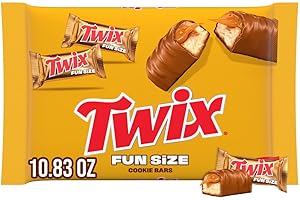 TWIX Fun Size Caramel Cookie Milk Chocolate Bars Individually Wrapped Party Candy Chocolate Candy Bars, 10.83 Oz Bag