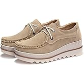 Veroders Women's Suede Platform Loafers Slip-On Comfortable Penny Wedge Loafers Thick Soft Walking Shoes for Dressy Casual Work
