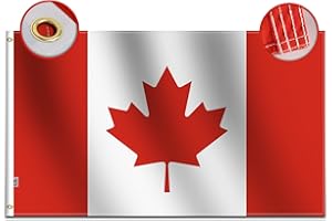 Rhungift Double Sided Canada Flag 3x5Ft, Quadruple Stitched Fly Ends,Screen Printed Maple Leaf 100D Thick Polyester Canadian 