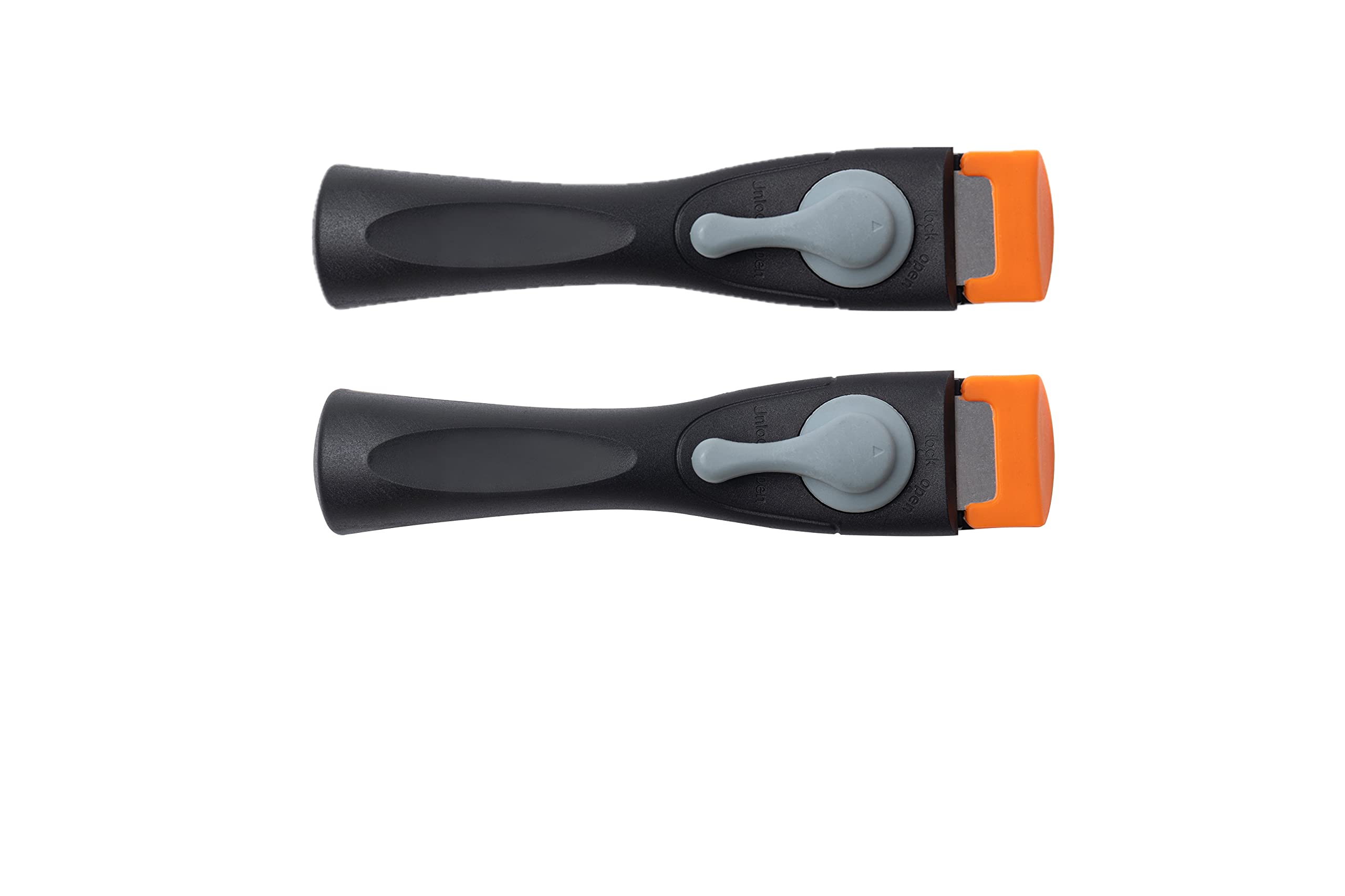 lzteck 2 Sets Universal Pot & Pan Handle, Scald-Proof Bakelite Pot Clip, One-Handed Operation, Safe & Solid, Black, Grey, Orange