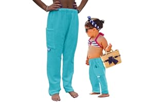 Paradise Towelwear Co. Towel Pants for Swimmers – Turquoise Blue Green - Cotton Terry Towel Pants
