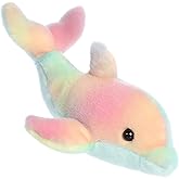 Aurora® Adorable Mini Flopsie™ Dolphin Stuffed Animal - Playful Ease - Timeless Companions - Rainbow 8 Inches
