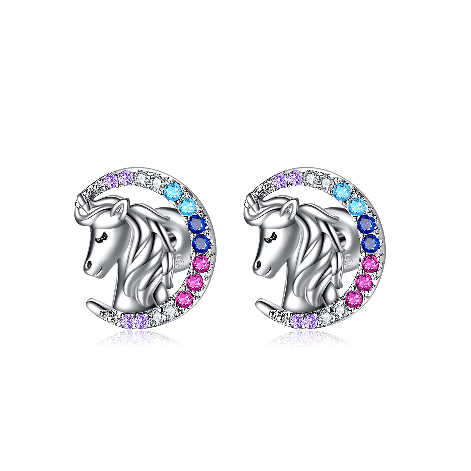 YFN Horse Earrings for Girls Sterling Silver Unicorn Earrings Horse Earrings for Women Girls