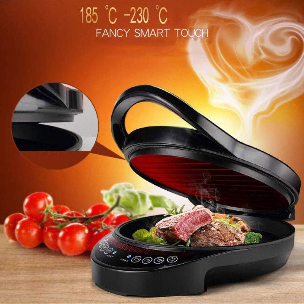 review Electric Grills smokeless Electric Grill Non-Stick Multifunction Grill Pot Household Double-Sided Floating Electric Baking Tray 1200W (Color : Red)