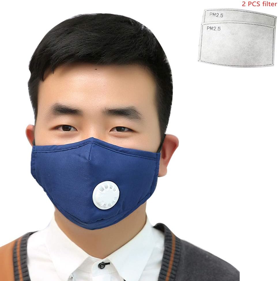 Yijueled 3 Layer Cotton Mouth Face Masks Anti-pollution Dust Mask Reusable with 4 PCS Filter Washable Unisex Mouth Mask Sun Protection for Outdoor