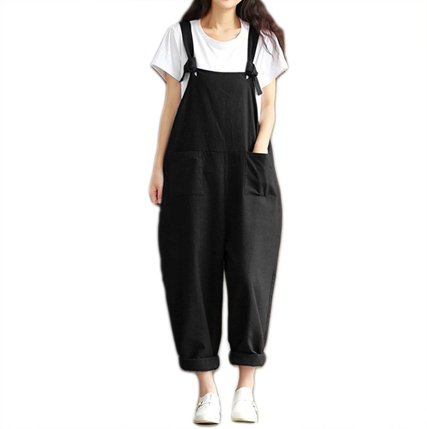 Women Baggy Dungarees Casual Cotton Playsuit Jumpsuit Baggy Rompers