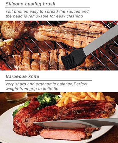 POLIGO 20pcs Stainless Steel BBQ Grill Tools Set - Complete Outdoor BBQ Grill Utensils Set, Heavy Duty Barbecue Accessories in Aluminum Carrying Case - Perfect Gift Set for Men