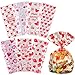 JOYGOGO Valentine Cellophane Bags, 120 Pack with Twist Ties,Valentine Gift Bags for Kids, Perfect Valentines Treat Bags, Valentines Goodie Bags, 7 Assorted Styles