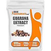 BulkSupplements.com Guarana Extract Powder - Natural Caffeine Supplement, from Guarana Seed, Guarana Powder - Gluten Free, 800mg per Serving, 250g (8.8 oz) (Pack of 1)