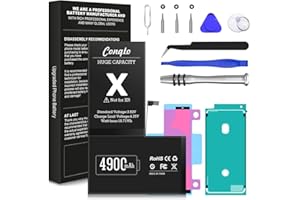 [4900mAh] Battery for iPhone X, (2024 New Version)Conqto New Upgrade 0 Cycle Ultra High Capacity Battery Replacement for iPhone X Model A1865, A1901, A1902 with Full Set Professional Repair Tool Kits