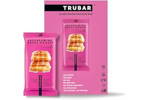 TRUBAR Vegan Protein Bar, Daydreaming About Donuts, Gluten Free, Plant Based, High Fiber, Dairy Free, Non GMO, Low Fat, No Sugar Alcohols, 12G Lean Protein, 13G Fiber, Healthy Snack Bars, 12 CT