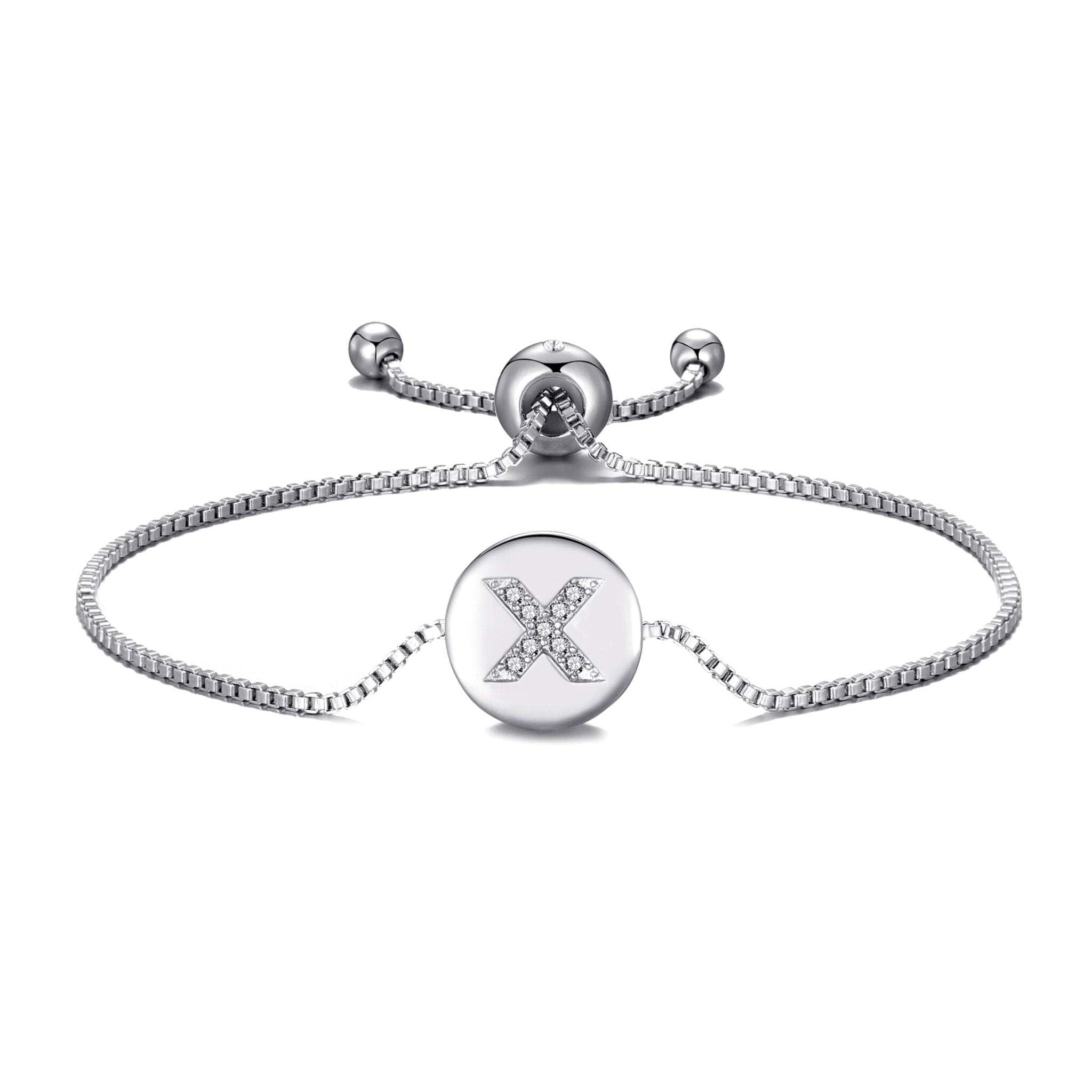 Philip Jones Initial Friendship Slider Bracelet Letter X Created with Zircondia® Crystals