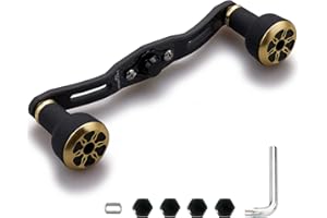 HEIGHTEN 110mm/120mm Fishing Reel Handle for Shimano Daiwa Abu Garcia Penn Kastking Lew's Baitcasting Reel Power Crank Accessory (Black & Gold, 120mm Carbon Handle 24mm TPE Knob) (0653)