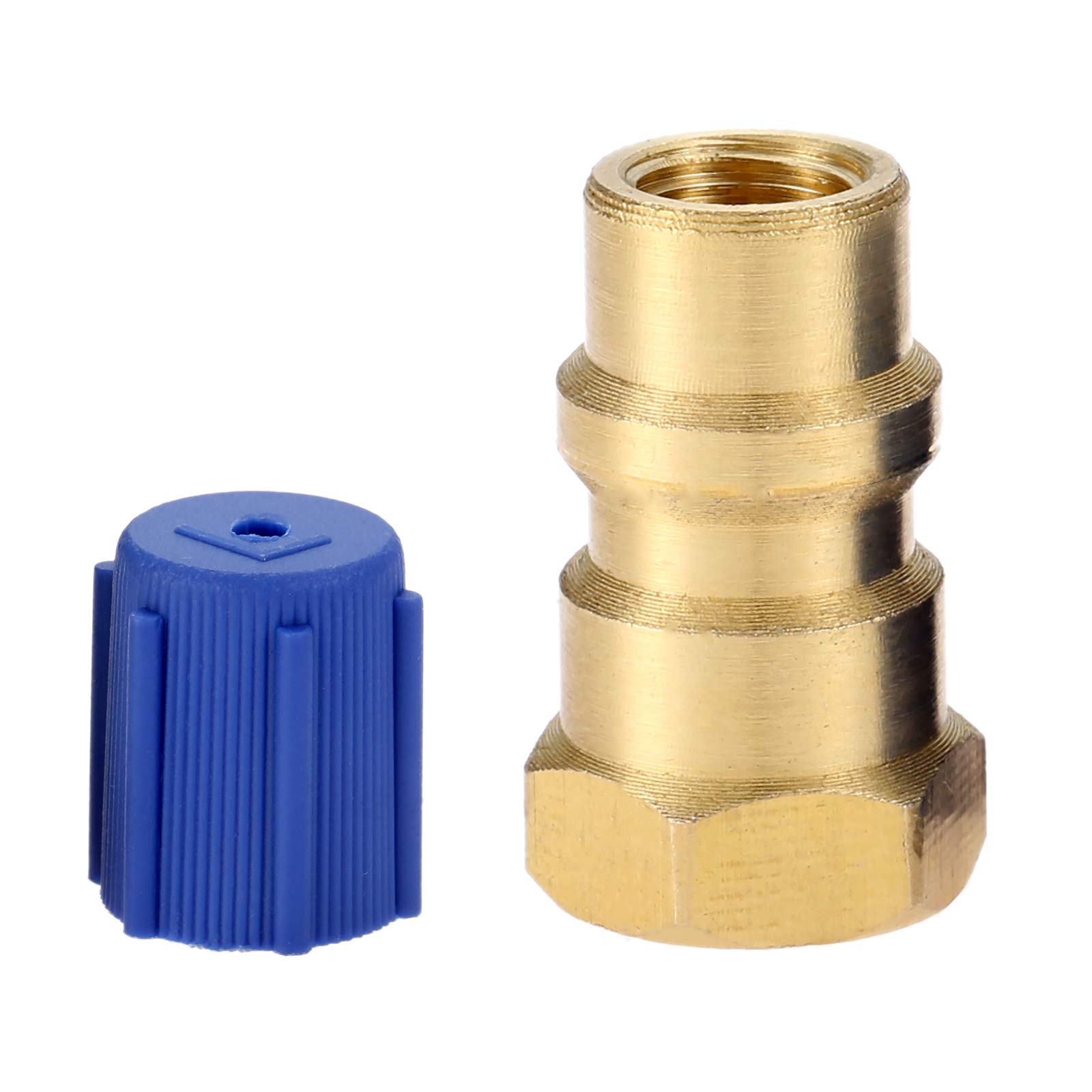 Aupoko R12 R22 to R134A Fast Quick Conversion, 1/4" SAE to 8v1 Thread A/C Retrofit Valve, Air Condition Low Pressure Recharging Adapter with R134A Quick Coupler, Removable Core Valve and Dust Cap