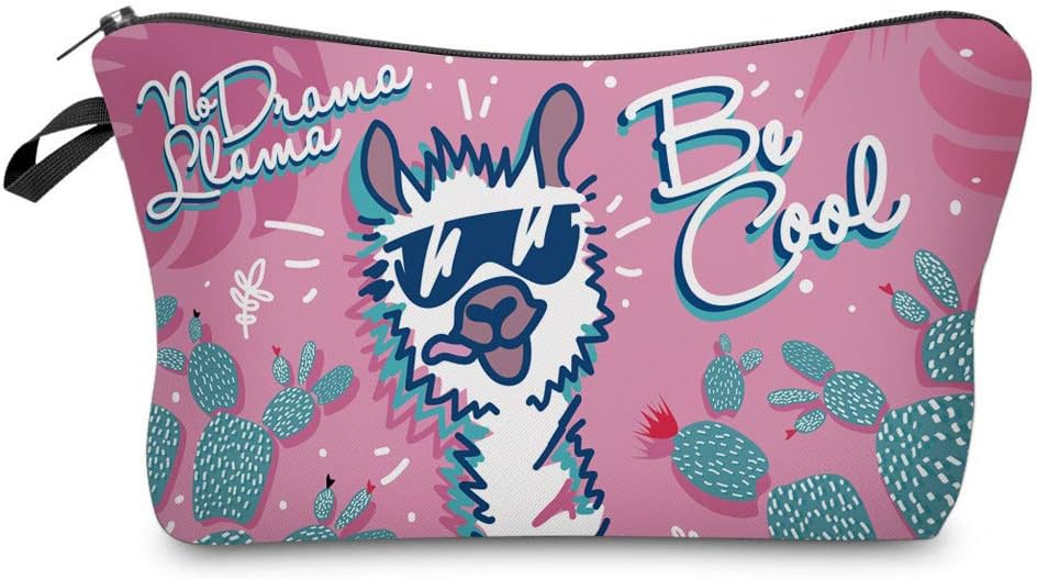 LOOMILOOCosmetic Bag for Women, Adorable Roomy Makeup Bags Travel Water Resistant Toiletry Bag Accessories Organizer Liama Gifts (Cool Liama 51442)