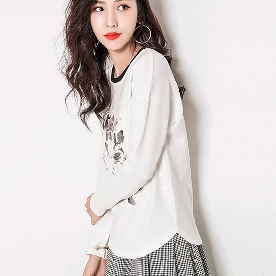 Amazon Co Jp レディース カットソー シンプル 無地 トップス 清楚 白 Tシャツ 薄手 七分 袖 長袖 春服 夏服 M ホワイト 服 ファッション小物