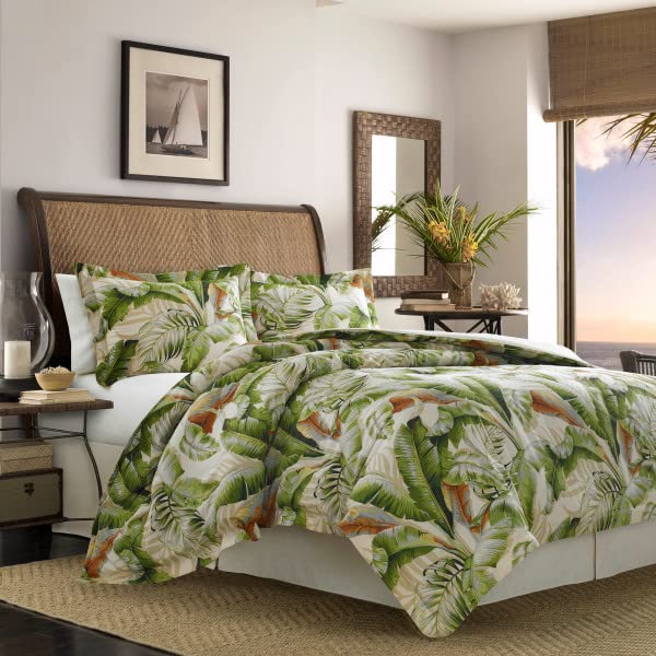 Tommy Bahama Queen Comforter Set, Cotton Sateen Bedding with Matching