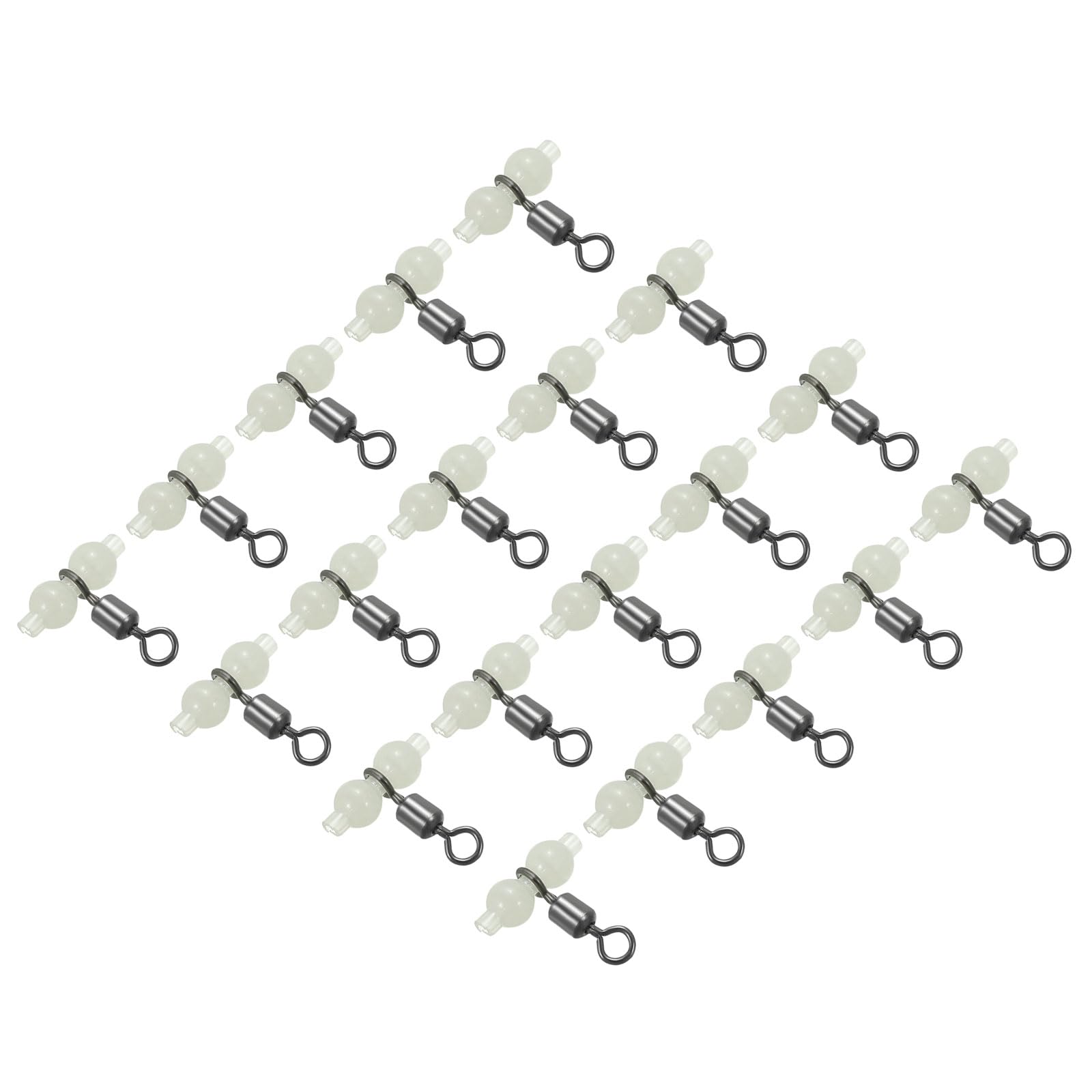 PATIKIL 3 Way Swivel, 30 Pack Cross Line T Turn Rolling Terminal with Luminous Beads 18mm Length for Catfish Surf Rig, Black