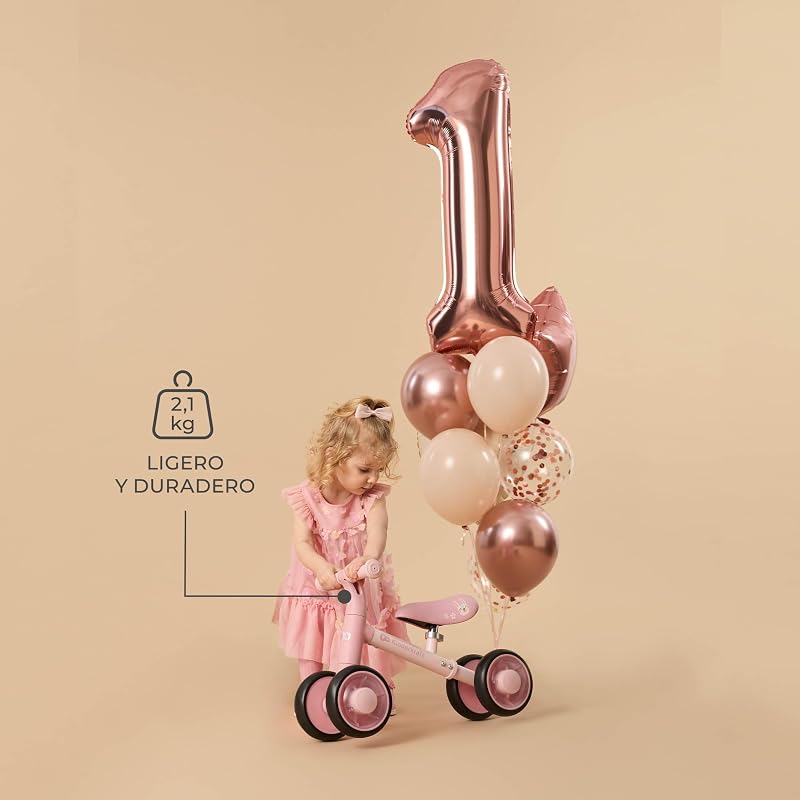 Cutie Flash Bicicleta de aprendizagem para crianças, sem pedais, rodas com luzes LED, design moderno, construção segura, para crianças a partir de 1 ano