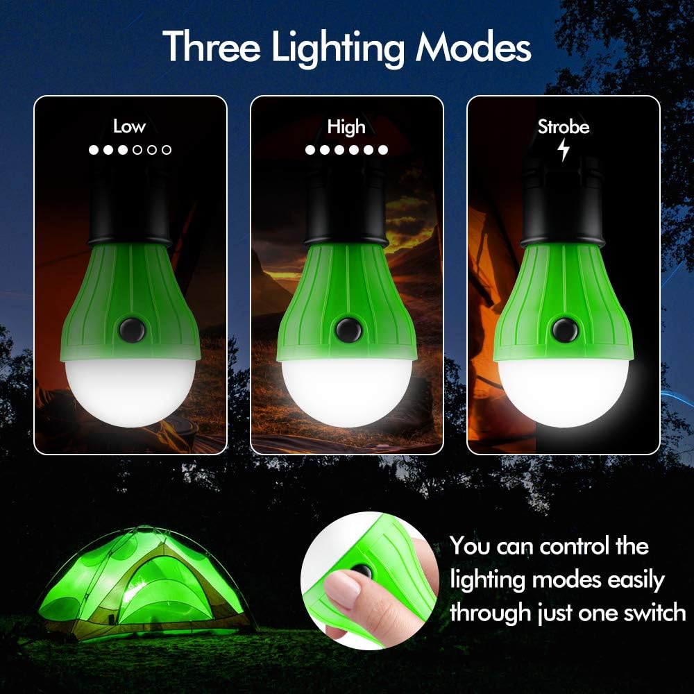 FLY2SKY Tent Lamp Portable LED Tent Light 4 Packs Hook Hurricane Emergency Lights LED Camping Light Bulb Camping Tent Lantern Bulb Camping Equipment for Camping Hiking Backpacking Fishing Outage : Sports & Outdoors