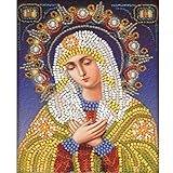 Diamond Painting,Hongxin Round Drill 5D DIY Diamond Painting Heavenly Father Our Lady Son Religion Icons Embroidered Full Crystal Mazayka Diamond Embroidery Religious Church Wedding Souvenirs Gift (A)