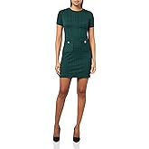 Tommy Hilfiger Womens Short Sleeve High Neck Novelty Button Sheath Mini Dress