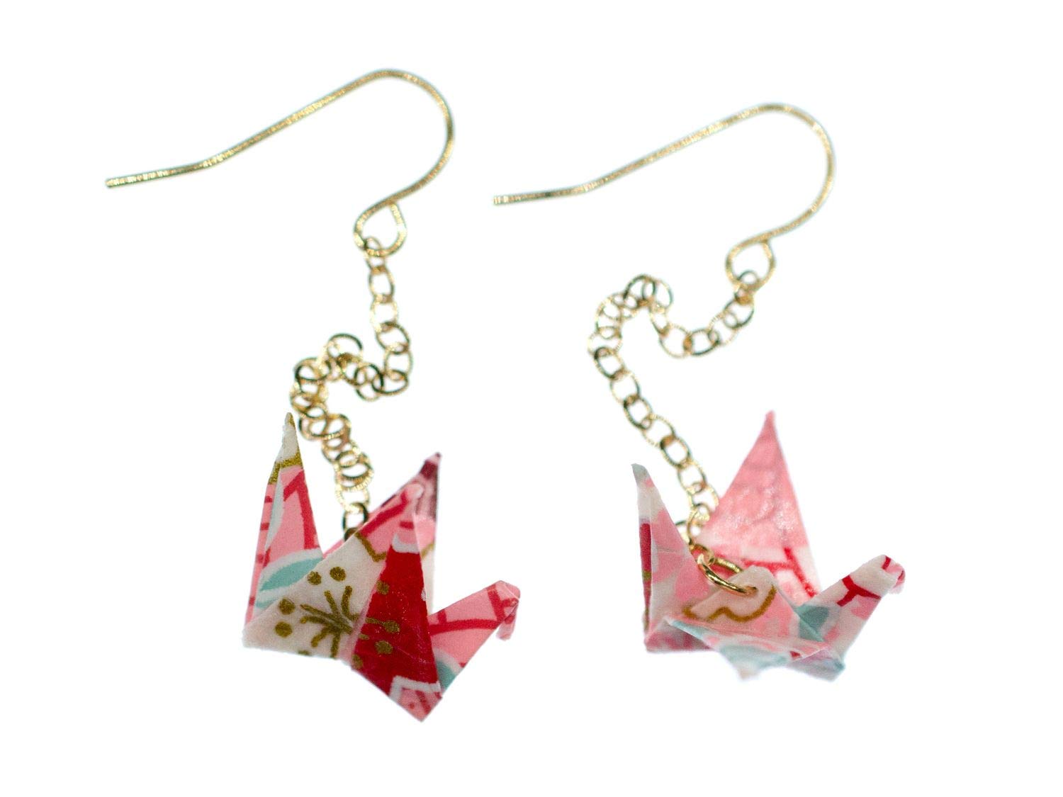 Crane Origami Earrings Miniblings Bird Cranes Senbazuru Paper Pink
